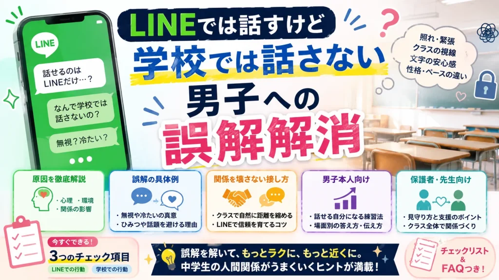 LINEでは話すけど学校では話さない男子